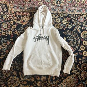 Stussy Stüssy Cream Logo Pullover Hoodie - Men's Sweater SMALL